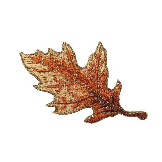 Tree Leaf - Fall - Oak Leaves - Tan/Gold - Embroidered Patch - Iron on Applique - 1123948-D