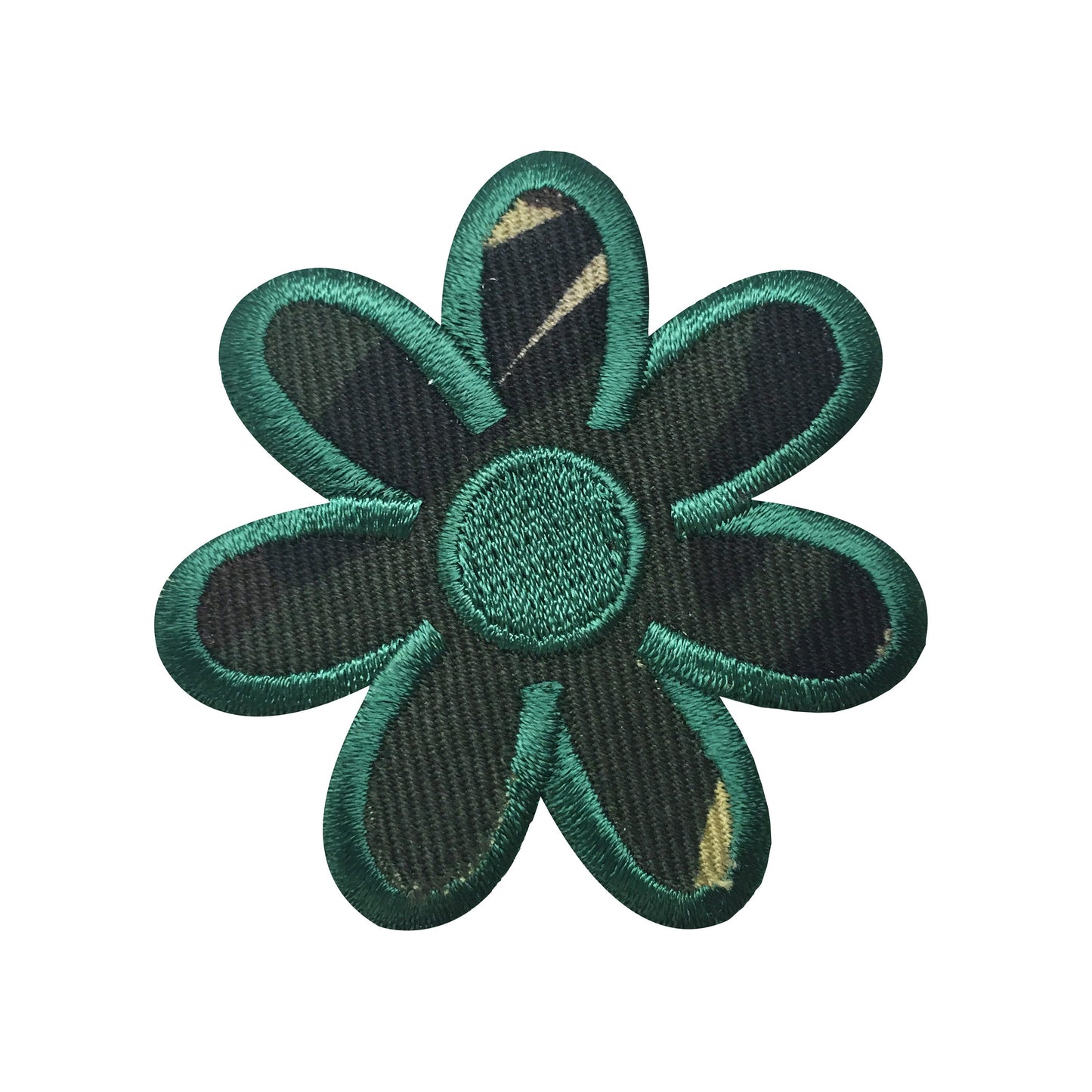 Camo - Daisy Flower - Iron on Applique - Embroidered Patch