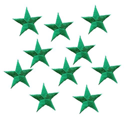 Green Stars - 7/8" - Pack of 10 Pieces - Iron on Applique -150032-04