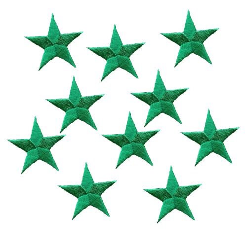 Green Stars - 2-3/8" - Pack of 10 Pieces - Iron on Applique -150036-04