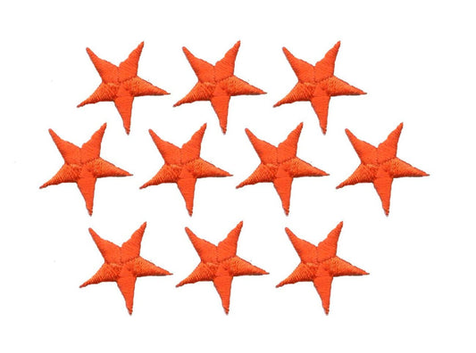 Orange Stars - 2-3/8" - Pack of 10 Pieces - Iron on Applique -150036-09