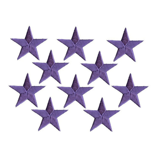 Purple Stars - 2-3/8" - Pack of 10 Pieces - Iron on Applique -150036-05