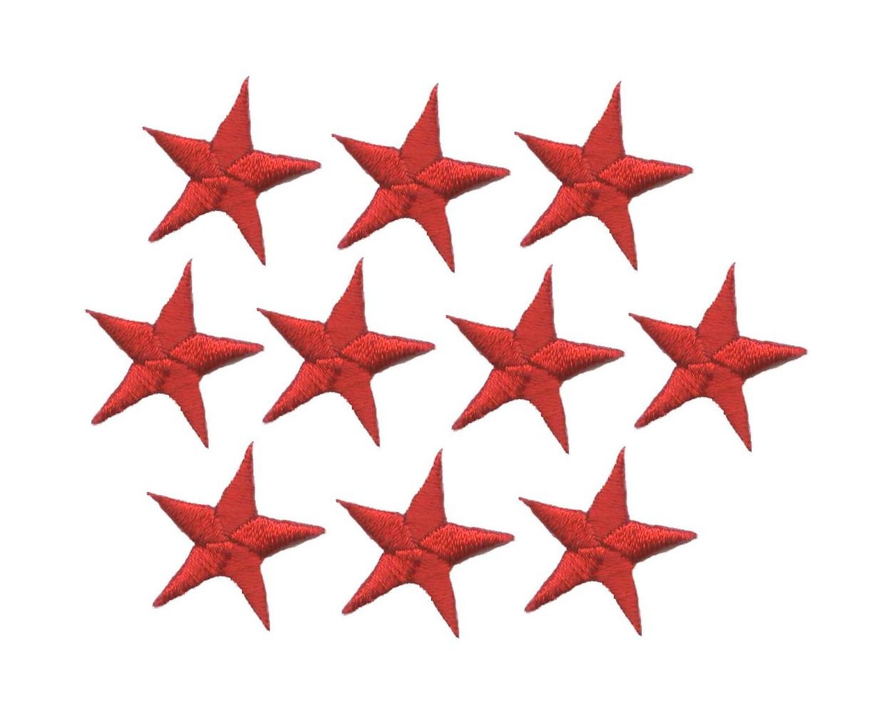 Red Stars - 2-3/8" - Pack of 10 Pieces - Iron on Applique -150036-03