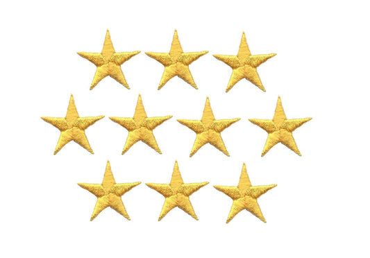 Yellow Stars - 1-1/4" - Pack of 10 Pieces - Iron on Applique -150033-14