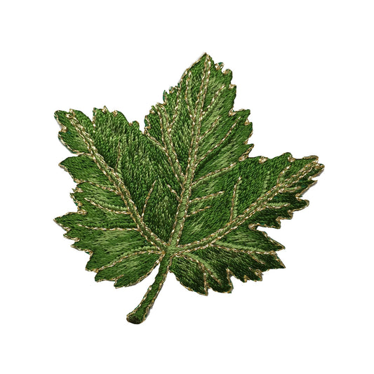 Tree Leaf - Fall - Maple Leaves - Green - Embroidered Patch - Iron on Applique - 1123949-A