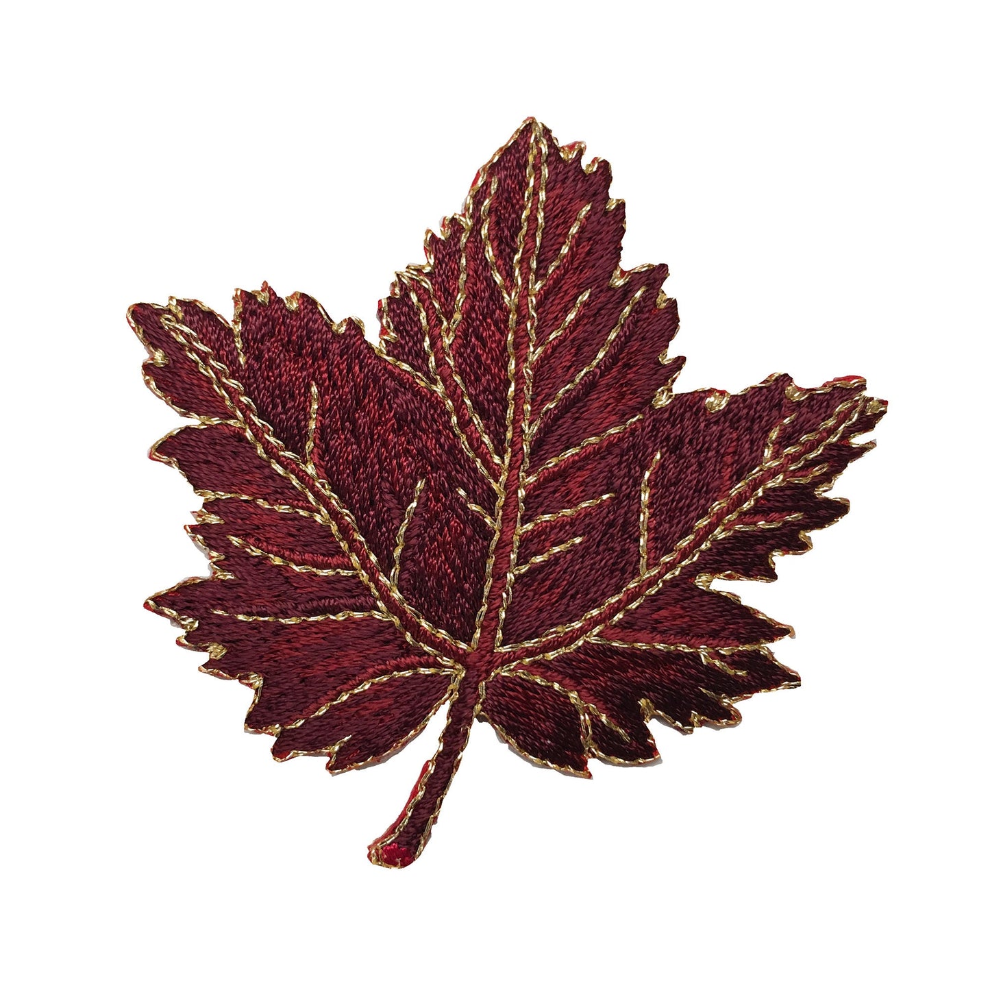 Tree Leaf - Fall - Maples Leaves - Burgundy - Embroidered Patch - Iron on Applique - 1123949-B