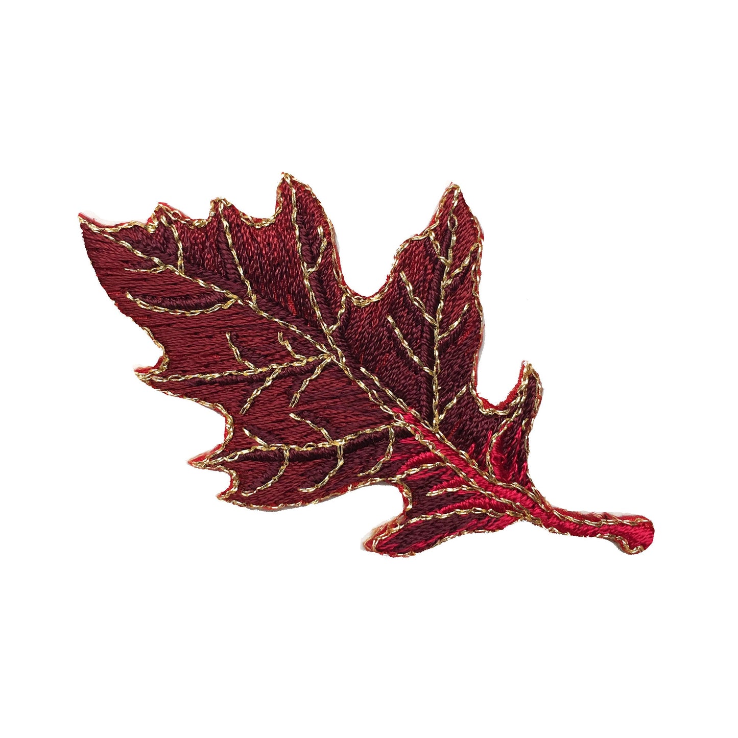 Tree Leaf - Fall - Oak Leaves - Burgundy/Gold - Embroidered Patch - Iron on Applique - 1123948-B