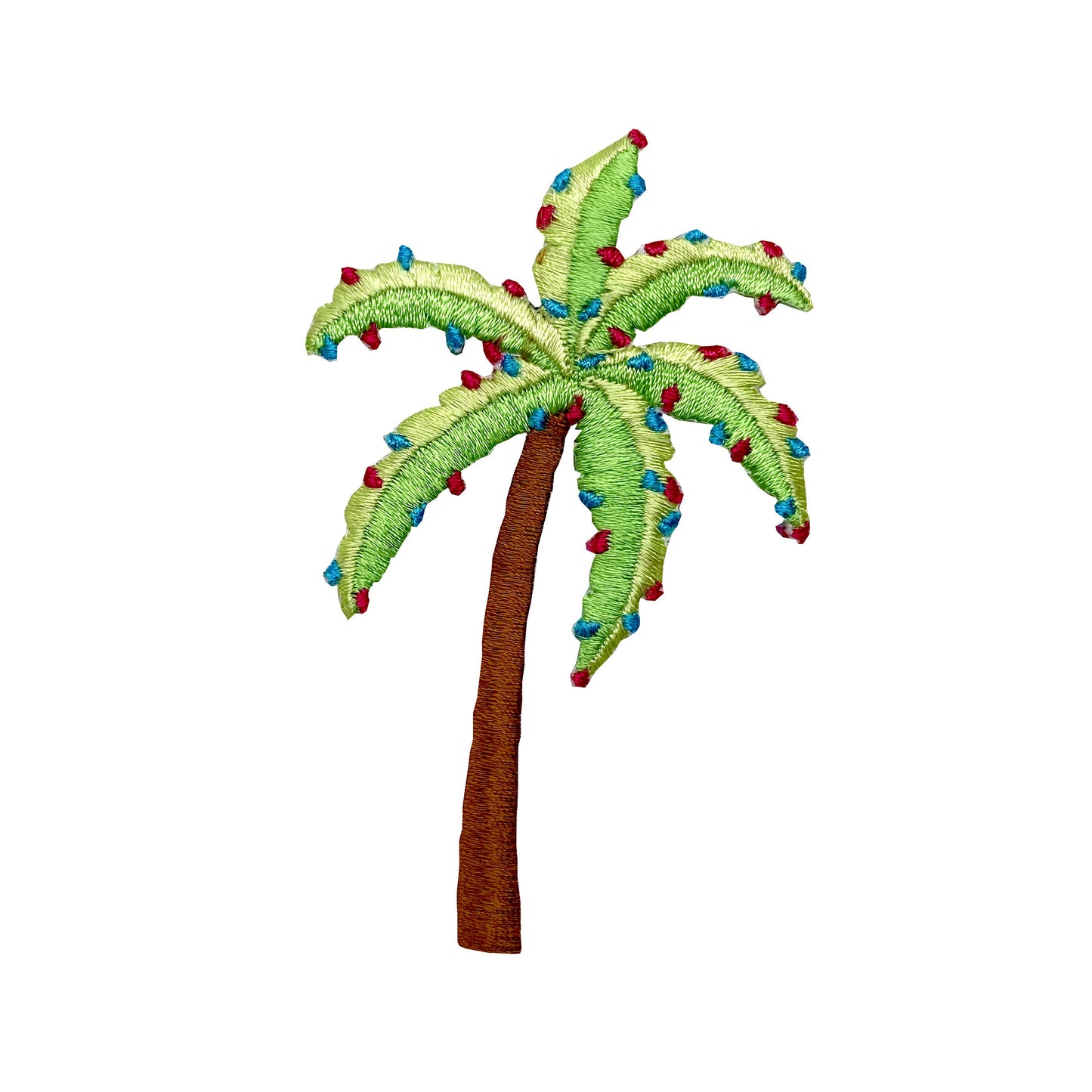 Christmas Palm Tree - Decorative Lights - Beach Vacation - Iron on Applique - Embroidered Patch