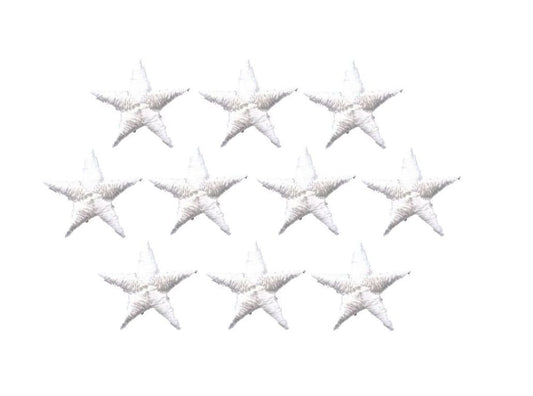 White Stars - 2-3/8" - Pack of 10 Pieces - Iron on Applique -150036-01