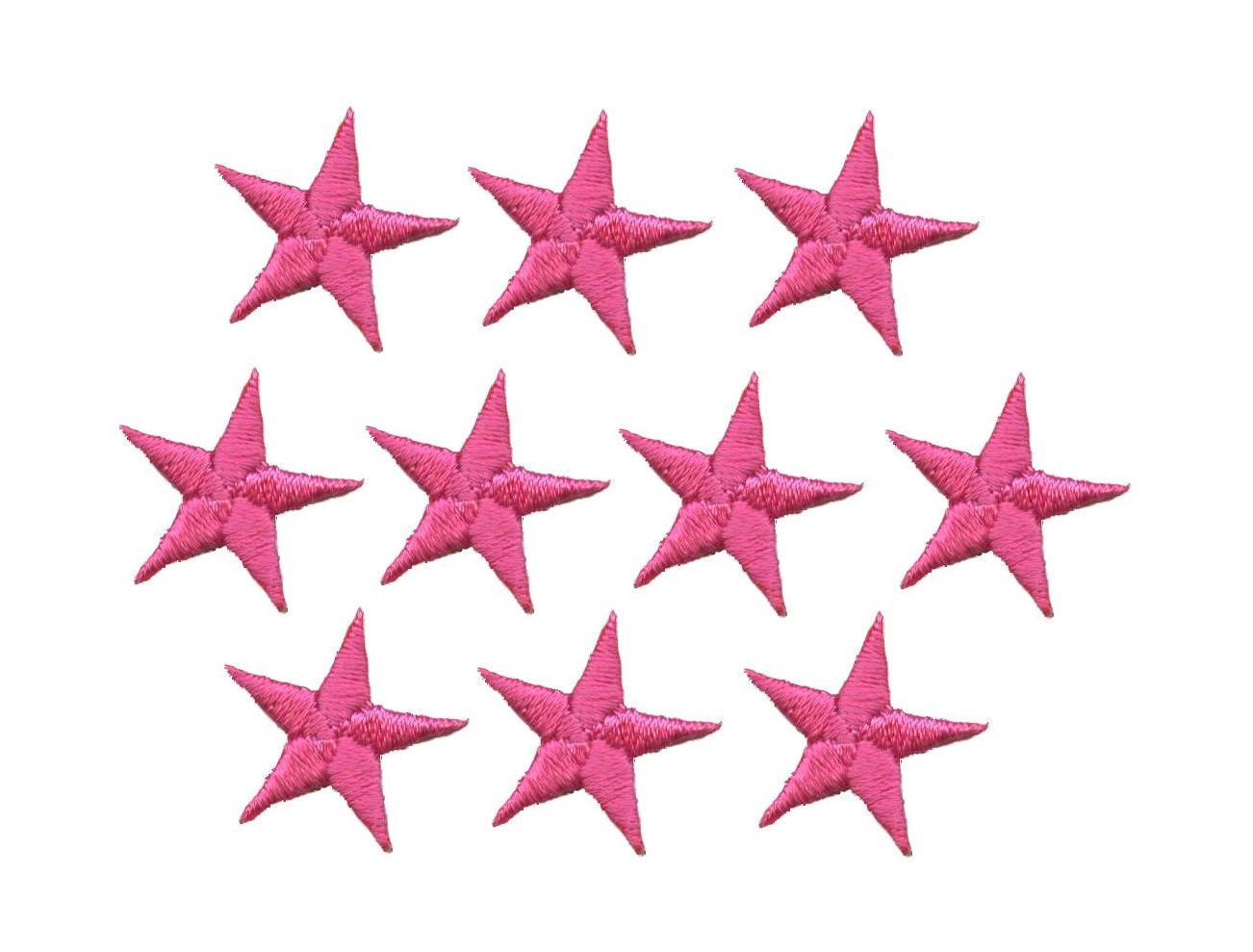 Hot Pink/Fuchsia Stars - 7/8" - Pack of 10 Pieces - Iron on Applique -150032-06