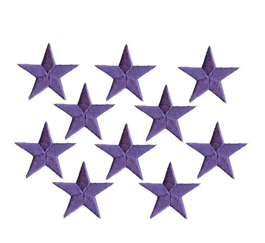 Purple Stars - 7/8" - Pack of 10 Pieces - Iron on Applique -150032-05