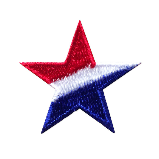 Red, White & Blue Striped Star - Patriotic/USA - Iron on Applique - Embroidered Patch