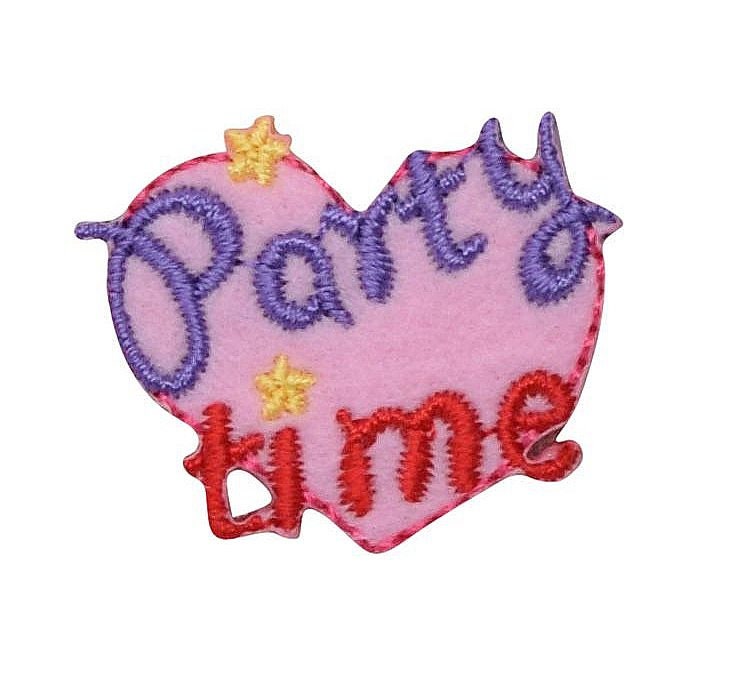 Party Time - Pink Heart - Iron on Applique - Embroidered Patch - 1510811-A