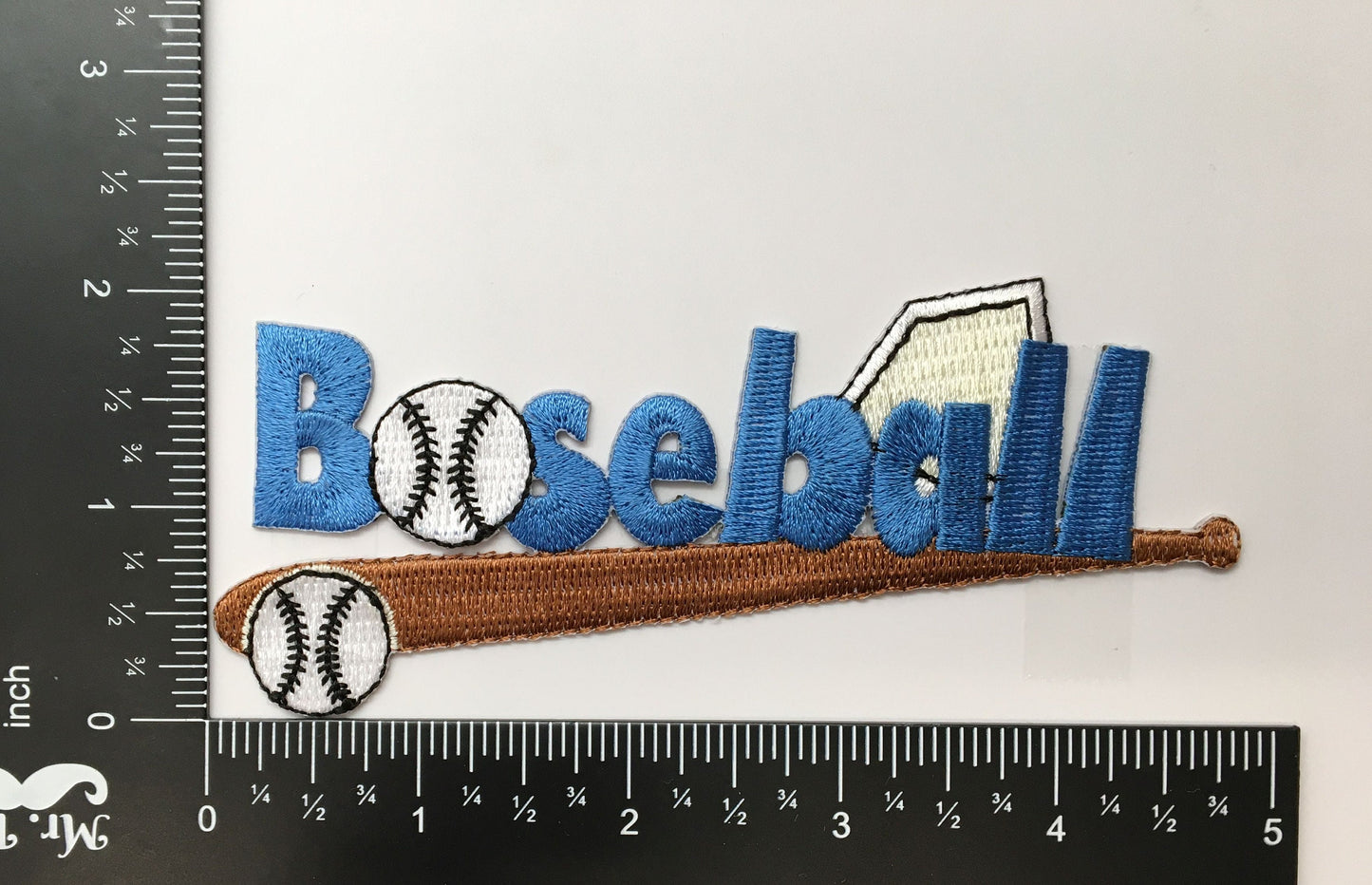 Baseball Word - with Bat, Ball, Base - Iron on Applique - Embroidered Patch - 650378A