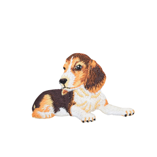 Beagle Puppy Dog - Laying Down - Hound Dog - Embroidered Iron on Patch