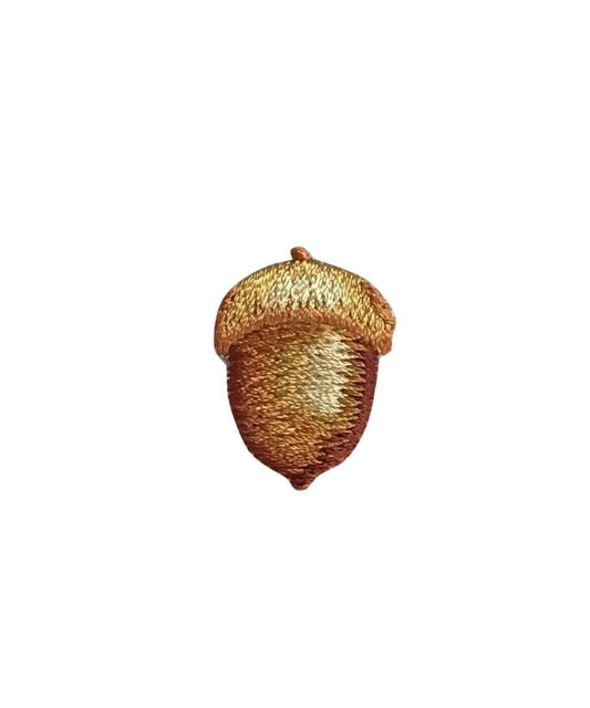 Small 1" - Single Oak Acorn - Tree Nut - Iron on Applique - Embroidered Patch - 1515801-A