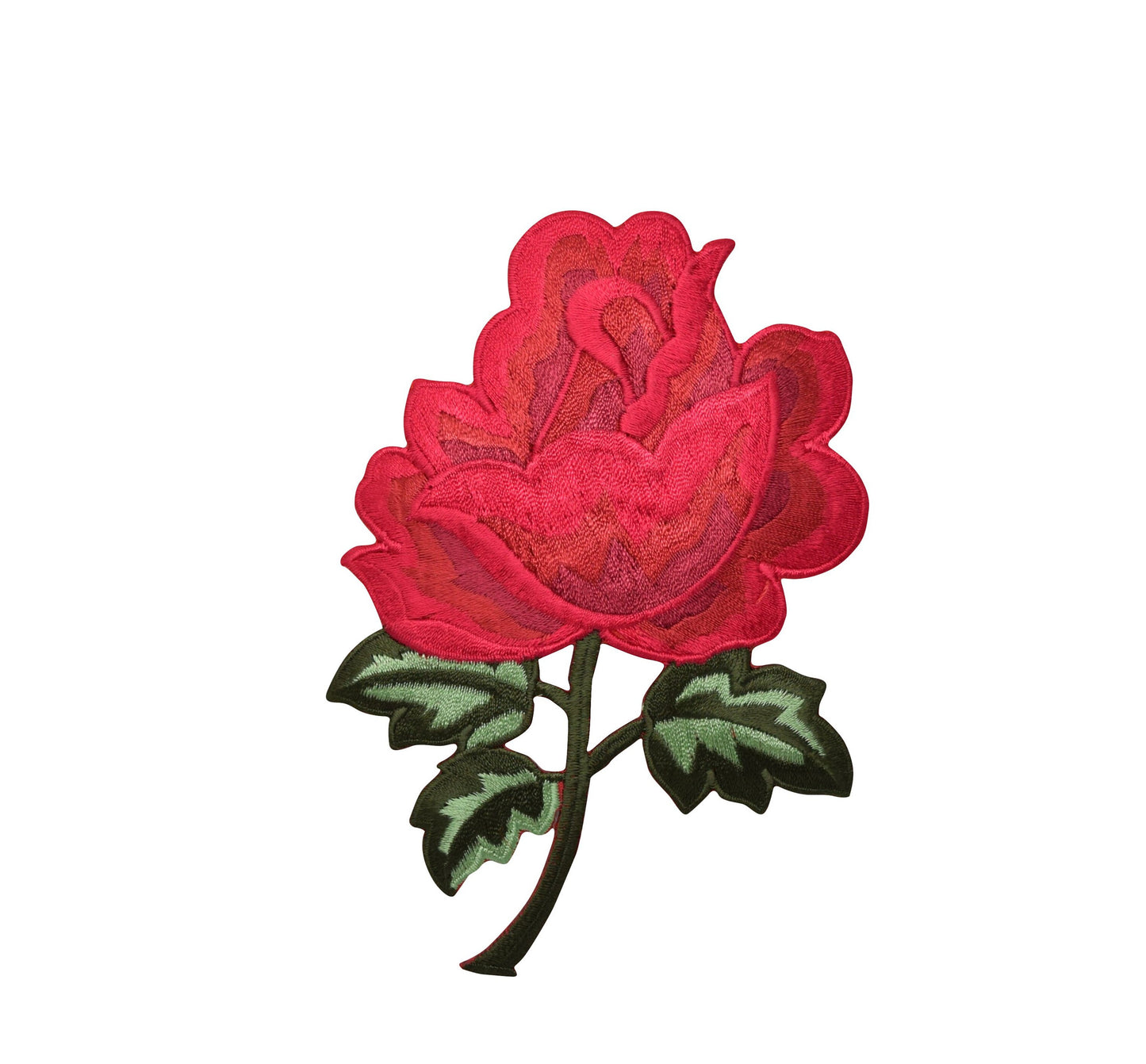 Red Rose  - Flower - Iron on Applique - Embroidered Patch