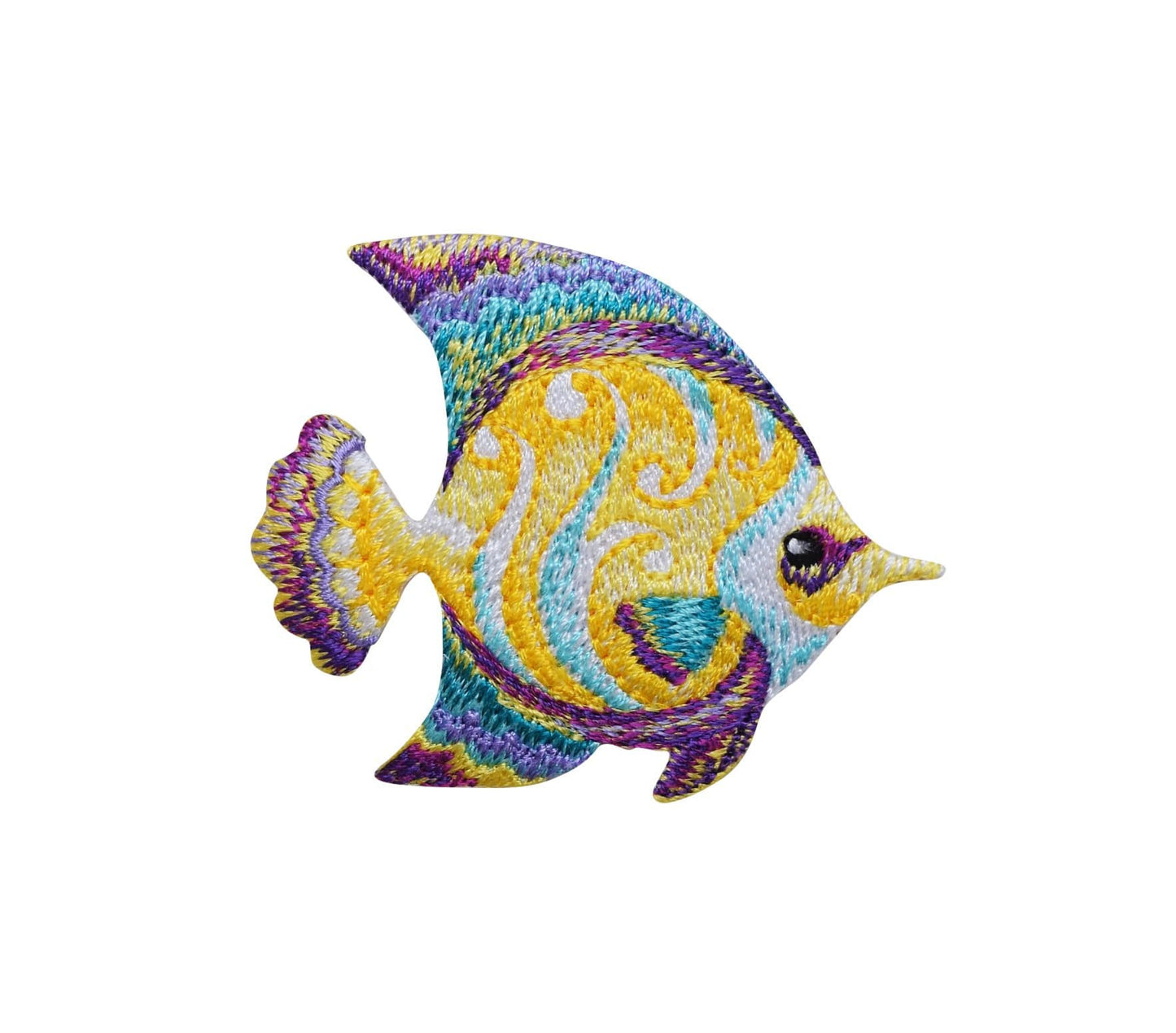 Fish - Tropical - Yellow/Blue/Purple - Ocean Animal - Iron on Applique - Embroidered Patch - 697999-A