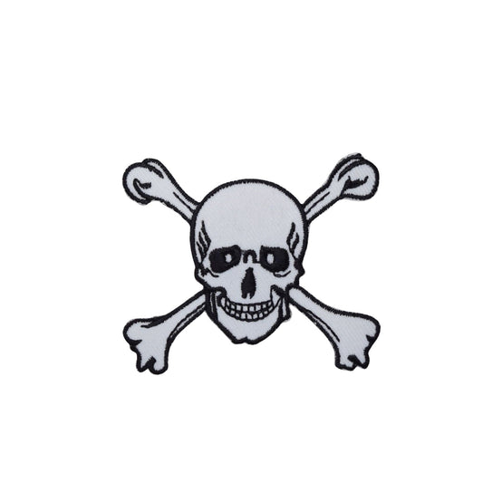 Jolly Roger Skull with Crossbones - Embroidered Iron on Patch, 2 sizes