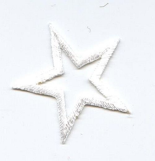 3-3/4" Open White Star Outline Iron on Embroidered Patch