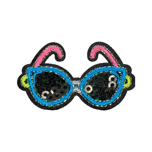 Sunglasses with Black Sequins Embroidered Iron on Patch