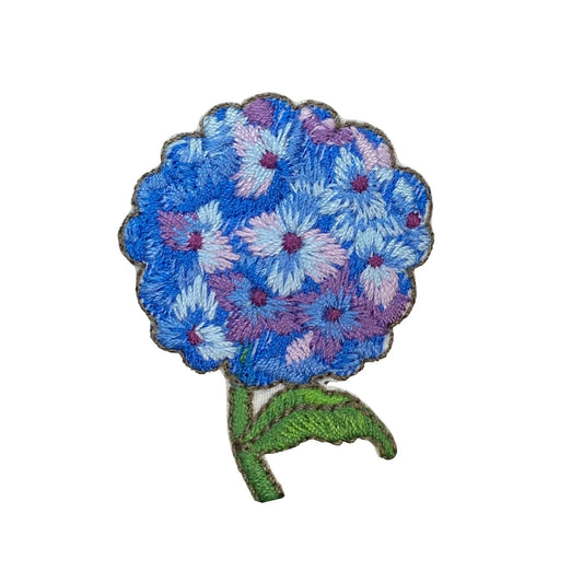 Blue Hydrangea Flowers Embroidered Iron on Patch