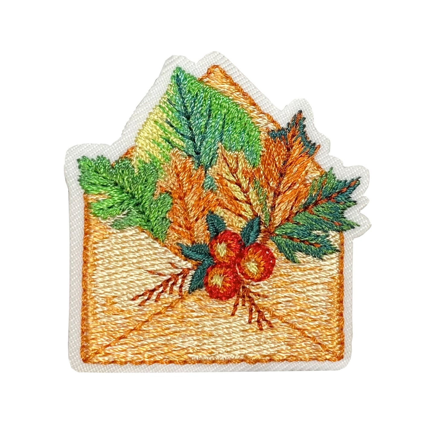 Envelope with Fall Leaves Embroidered Iron on Patch