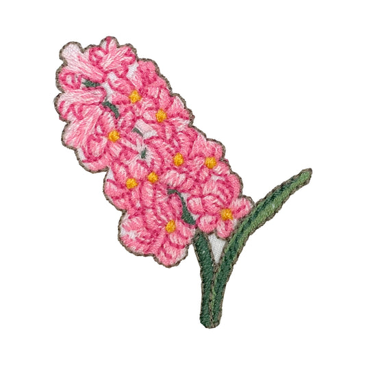 Pink Hyacinth Flowers Embroidered Iron on Patch