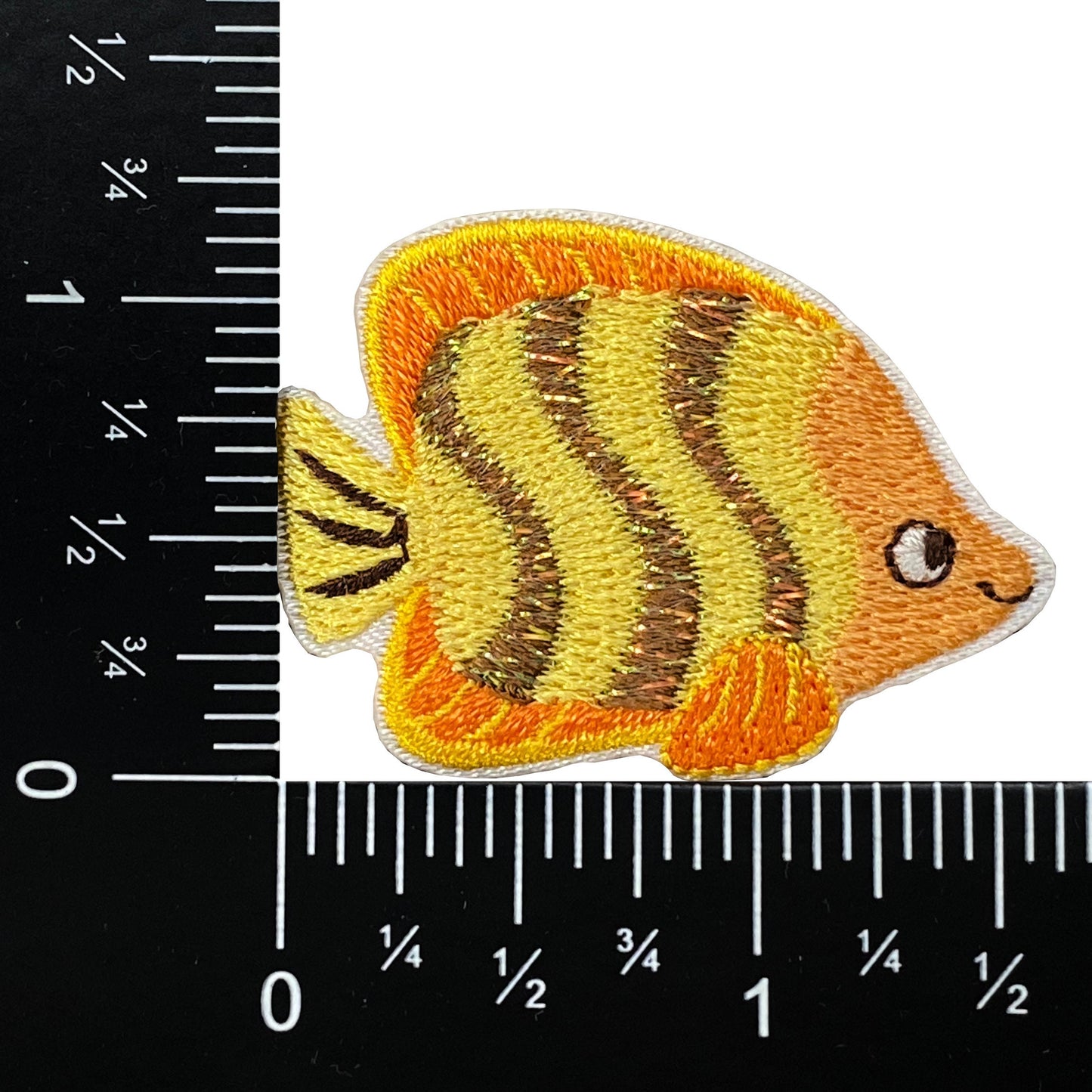 Yellow Striped Tropical Fish Embroidered Iron on Patch