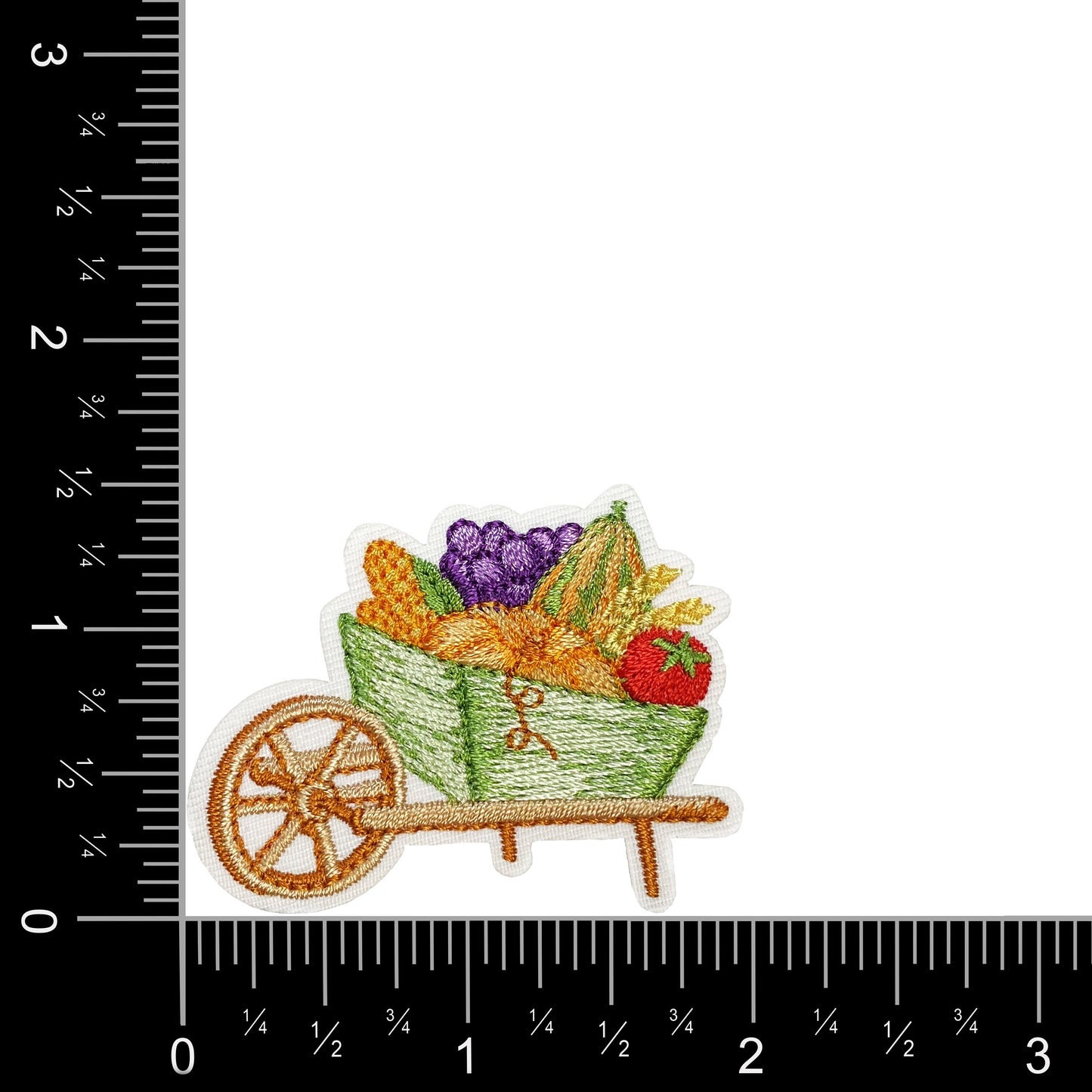 Wheelbarrow with Fall Harvest Embroidered Iron on Patch