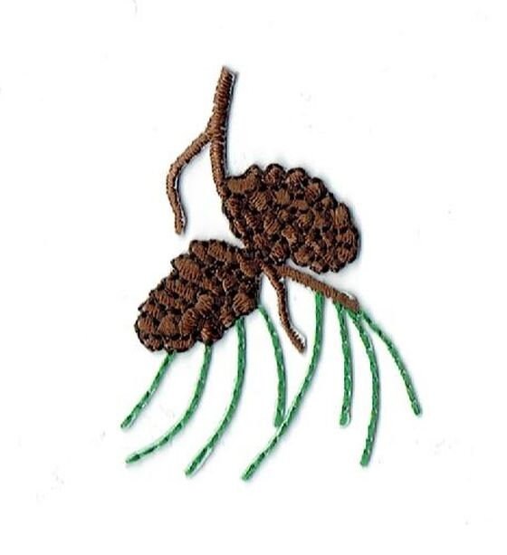 4" Pine Cones - Needles -Pine Tree Branch - Iron on Applique - Embroidered Patch