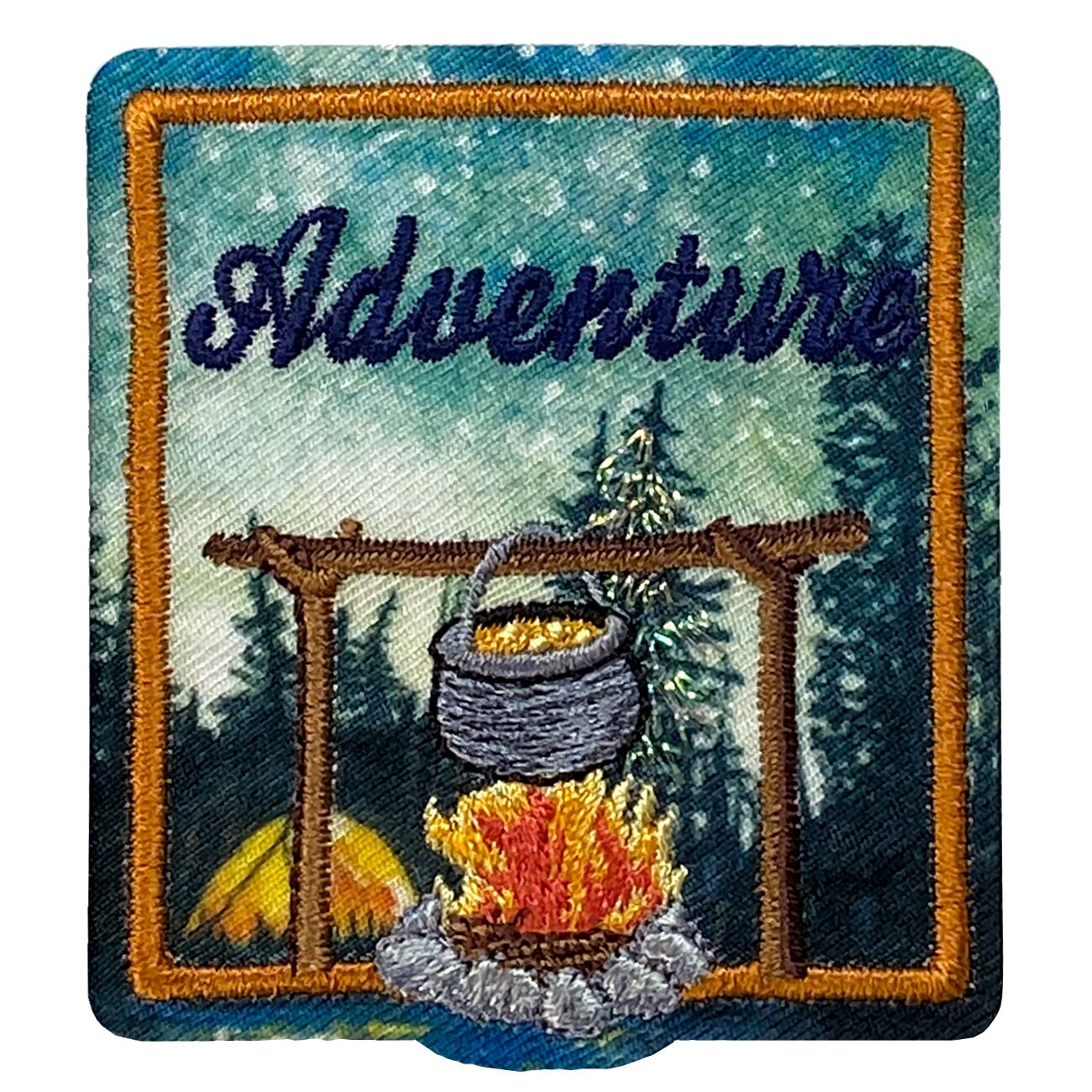 Outdoors Adventure - Camping Badge - Forest/Nature/Wilderness - Iron on Applique - Embroidered Patch