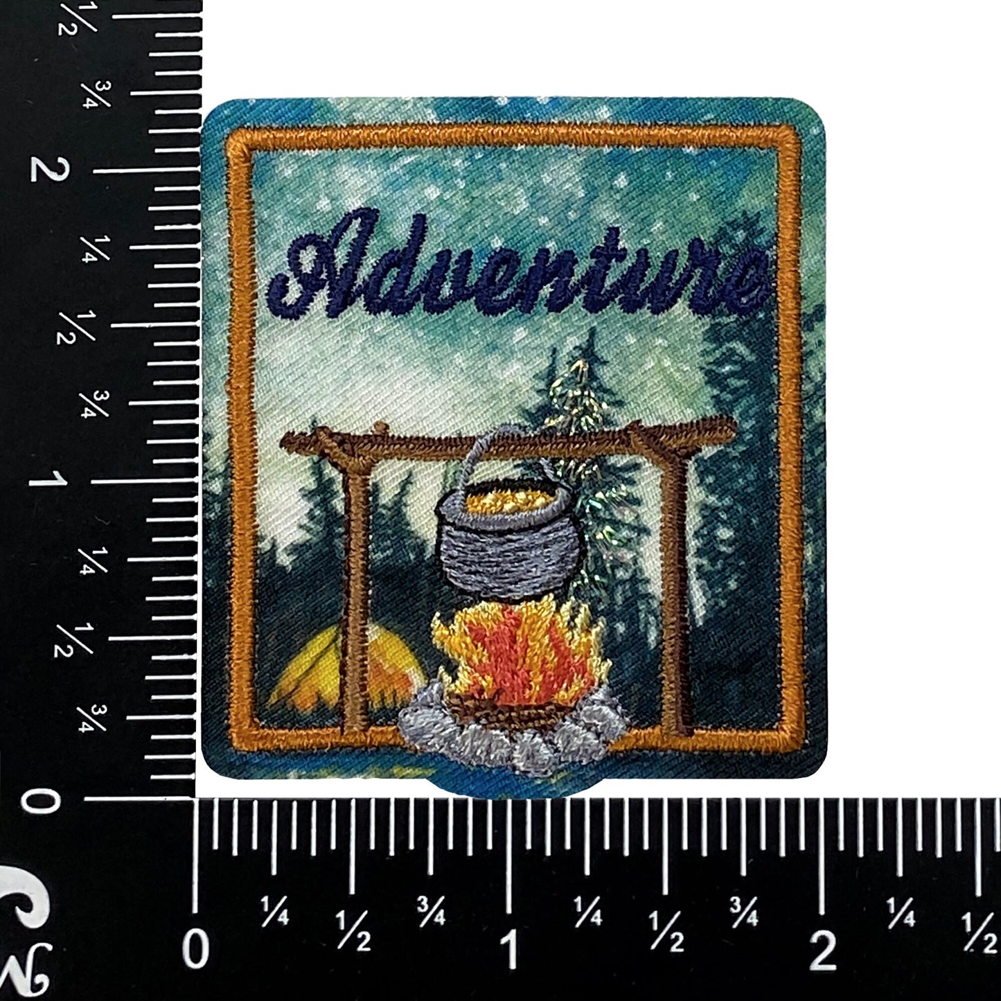 Outdoors Adventure - Camping Badge - Forest/Nature/Wilderness - Iron on Applique - Embroidered Patch