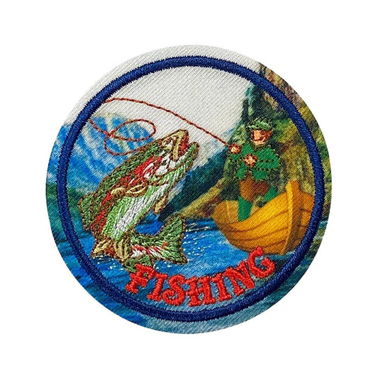 Outdoors Fishing - Iron on Embroidered Patch