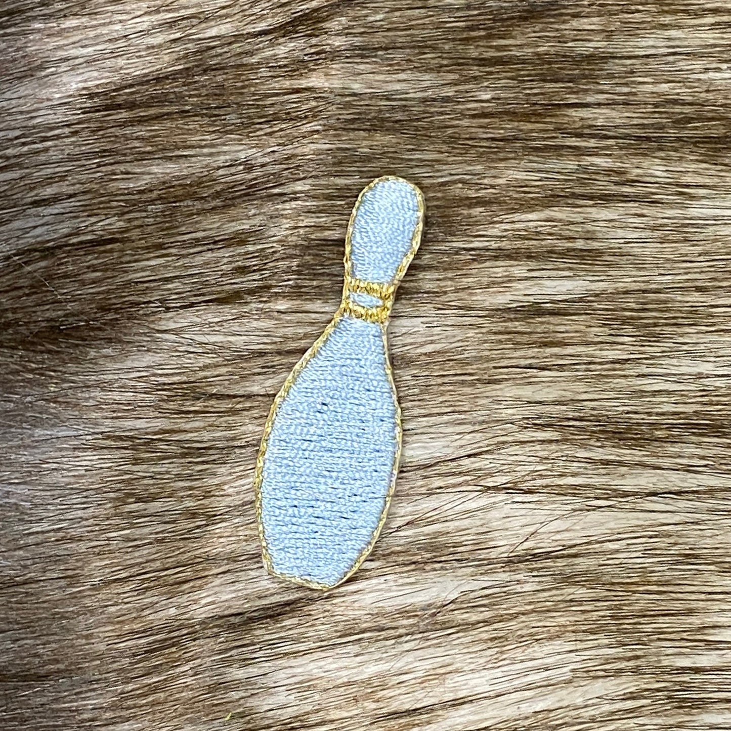Light Blue Bowling Pin Embroidered Iron on Patch