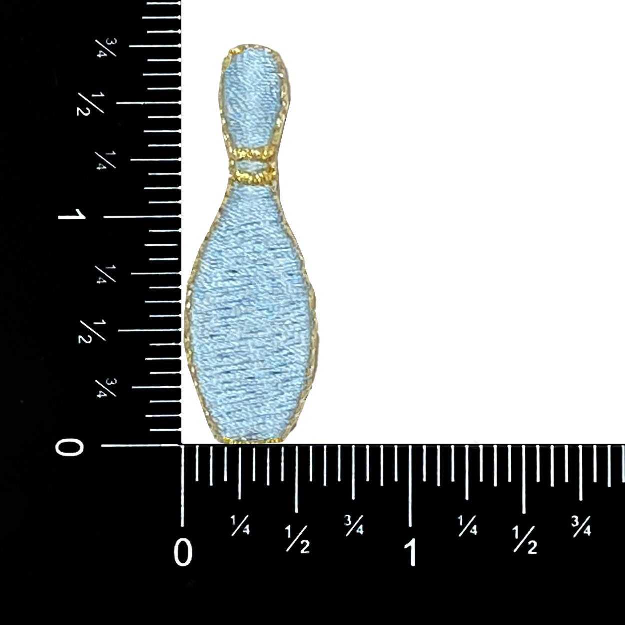 Light Blue Bowling Pin Embroidered Iron on Patch