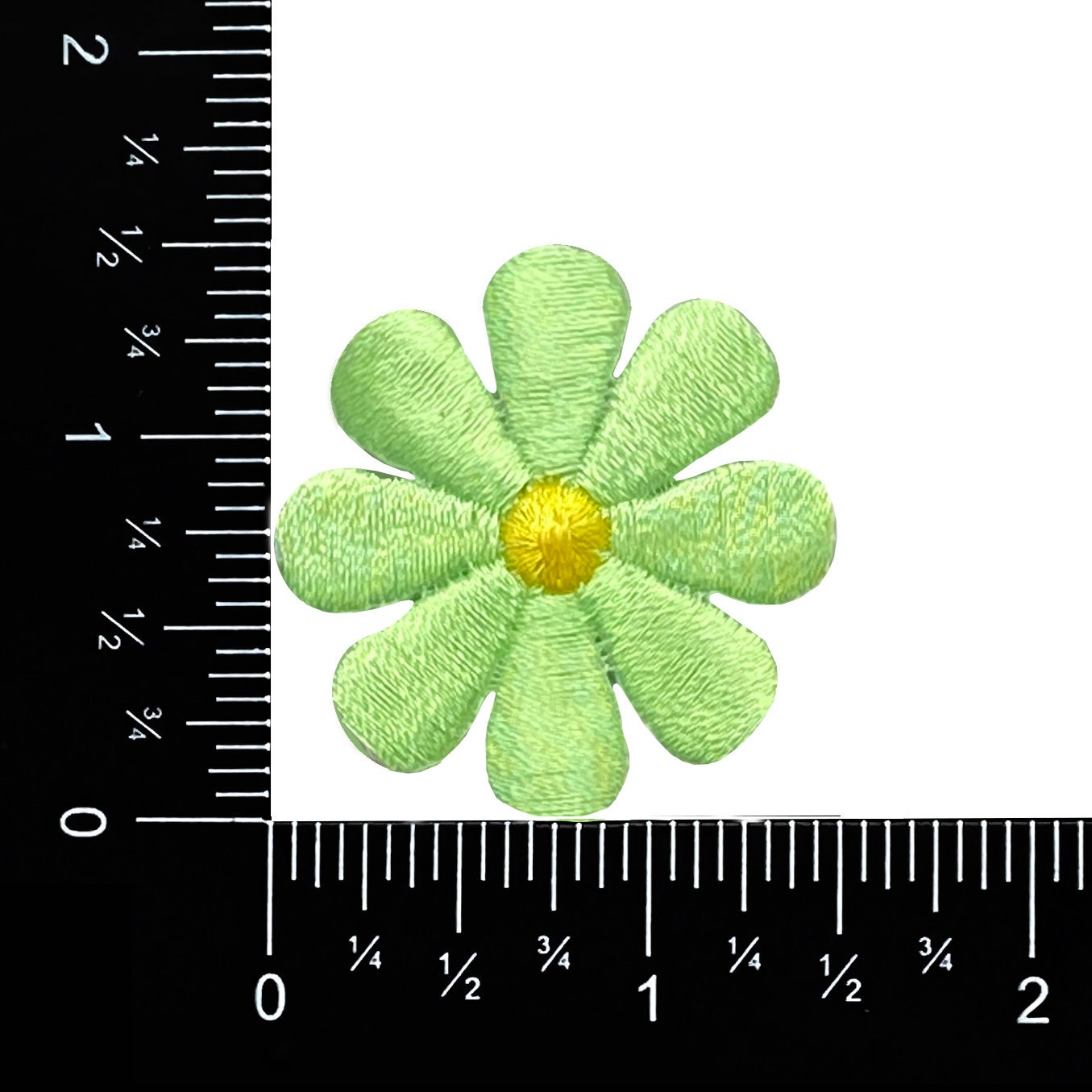 1-1/2" Neon Green Daisy Flower Iron on Embroidered Patch