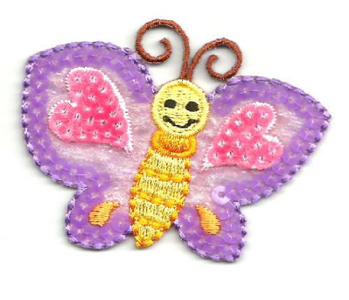 Pink and Purple Sequin Butterfly Embroidered Patch - Iron on Applique  - 156307