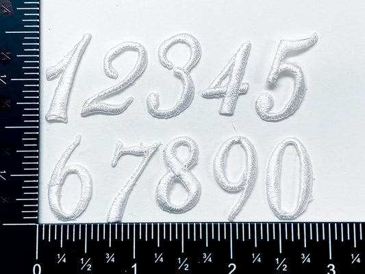 1" Script Numbers - White