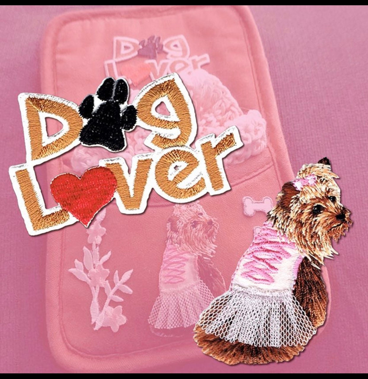 Yorkshire Terrier - Pink Tutu - Puppy Dog - Yorkie - Embroidered Patch - Iron on Applique - 1511761-Z