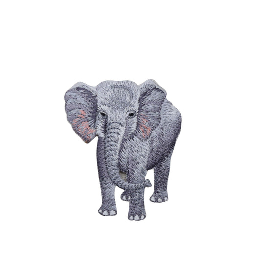 African Gray Elephant - Full Body - Embroidered Iron on Patch