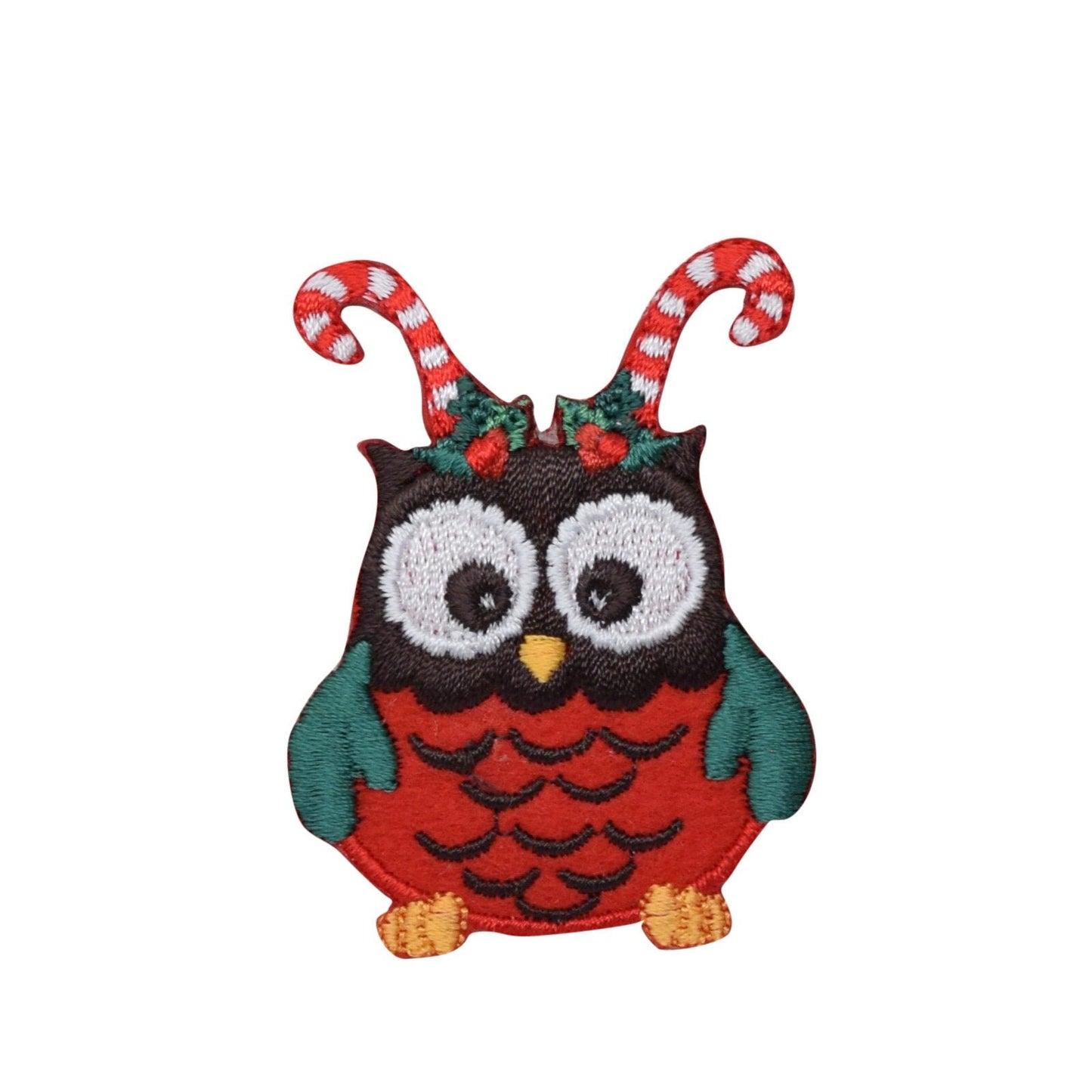 Christmas - Owl with Candy Cane Antlers - Embroidered Patch- Iron on Applique