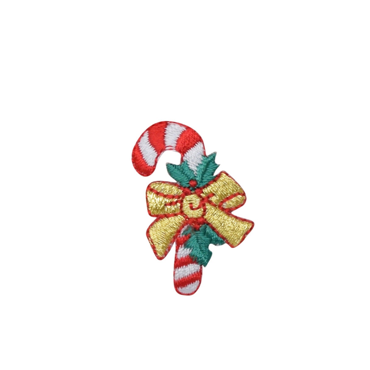 Christmas Candy cane - Gold Bow - Holly - Iron on Applique - Embroidered Patch