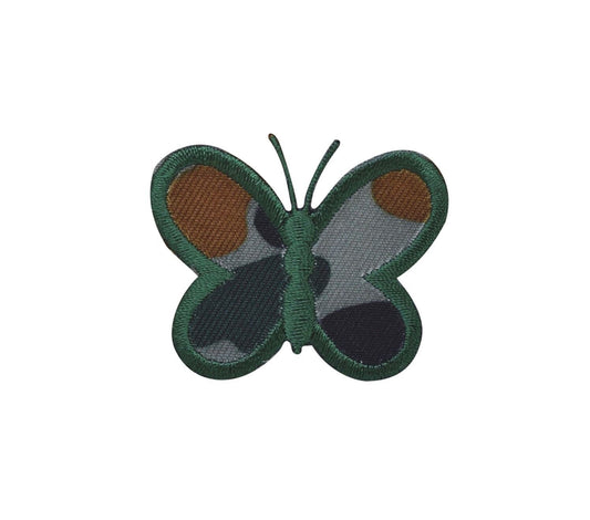 Camo Butterfly - Iron on Applique - Embroidered Patch