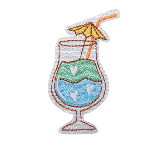 Tropical Cocktail Drink with Umbrella - Embroidered Iron on Patch