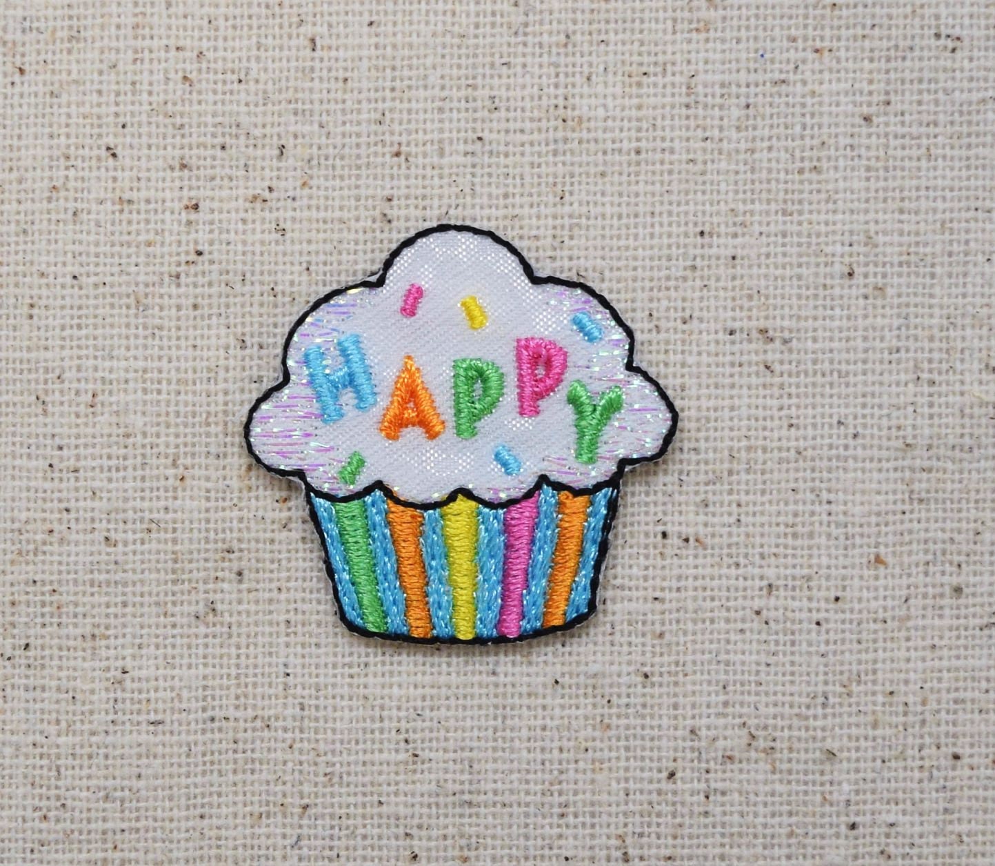 Happy Cupcake - Birthday Embroidered Iron on Patch