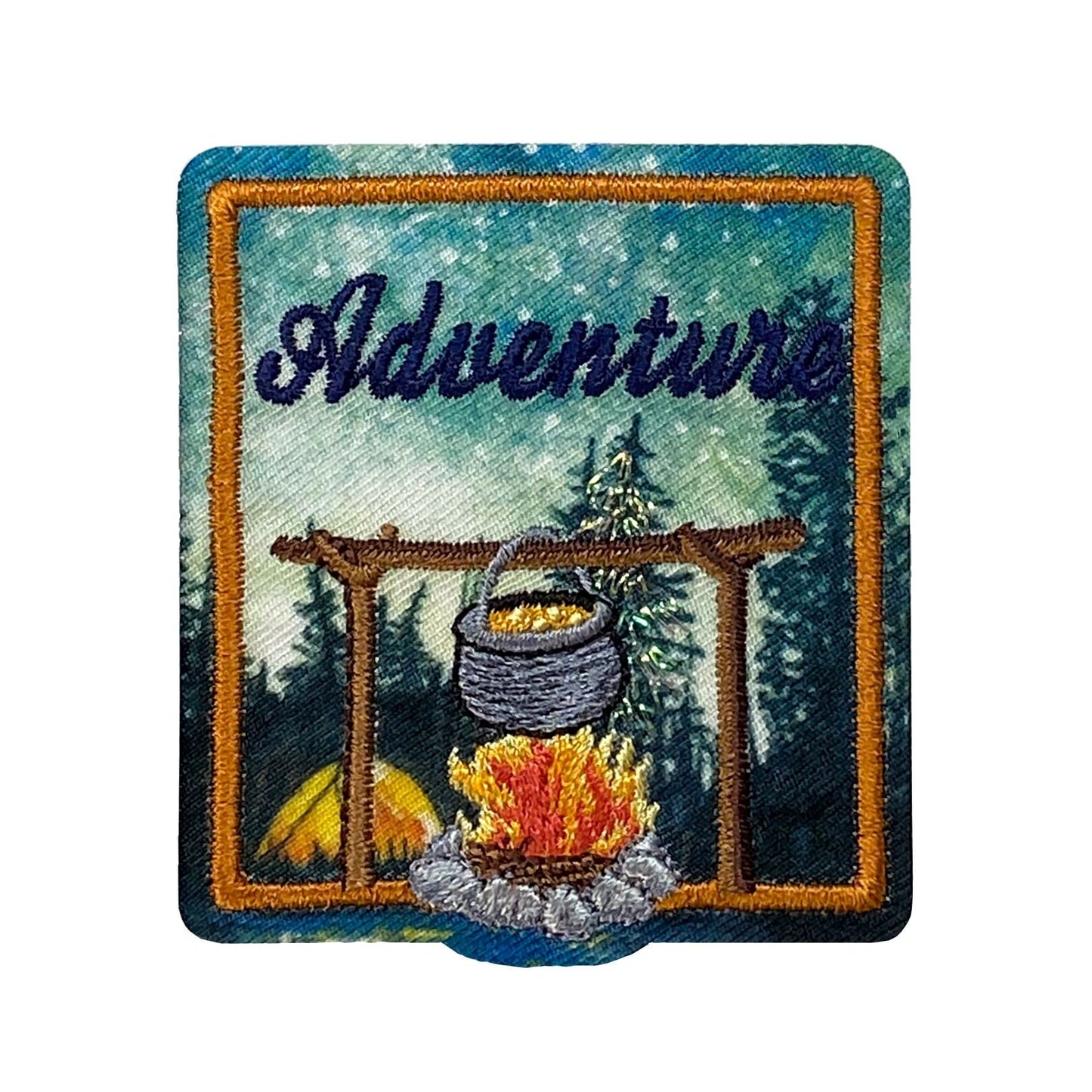 Outdoors Adventure - Camping Badge - Forest/Nature/Wilderness - Iron on Applique - Embroidered Patch