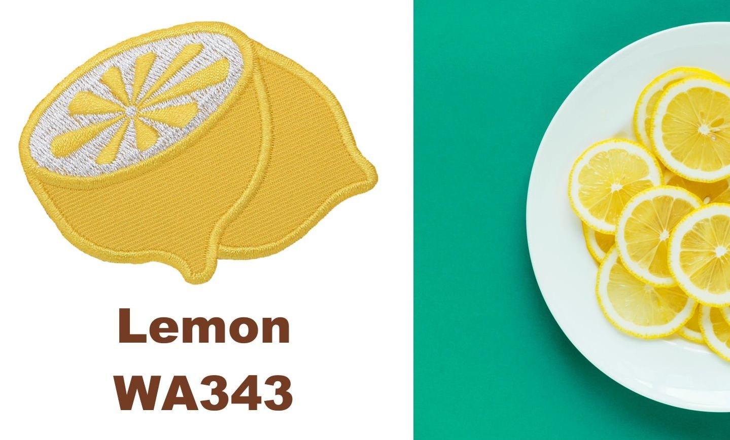 Yellow Half Lemon - Fruit - Iron on Applique - Embroidered Patch - WA343