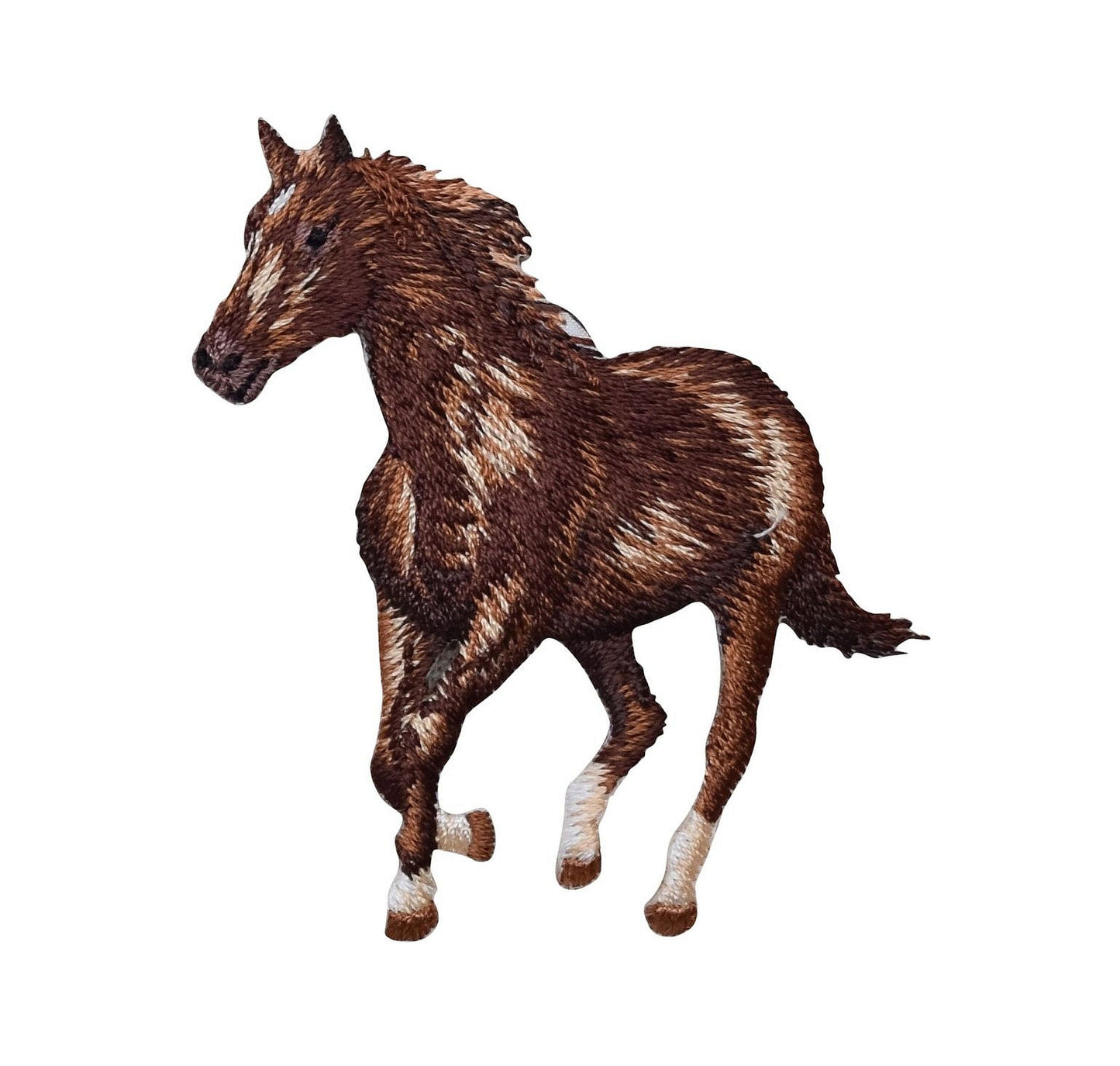 Brown Horse - Running Left or Right - Embroidered Iron on Patch