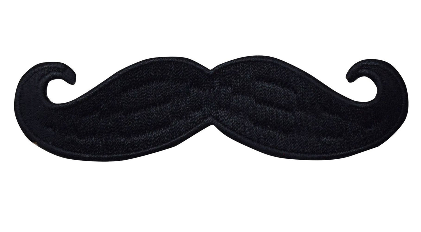 Black Mustache - Hipster - Embroidered  Iron on Patch